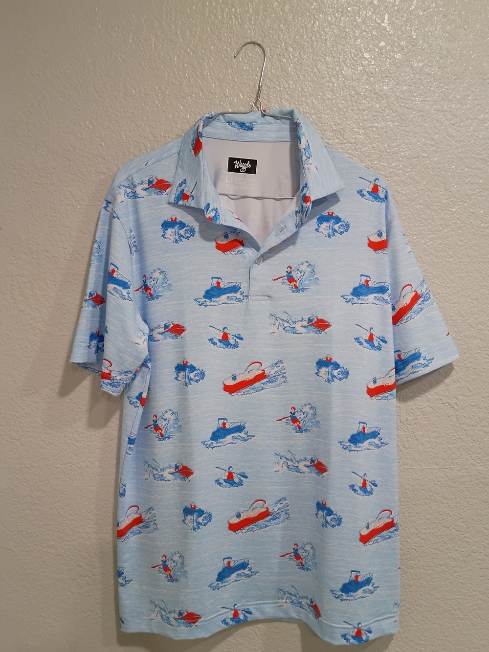 Waggle Light Blue Athletic Top with Subtle Heather